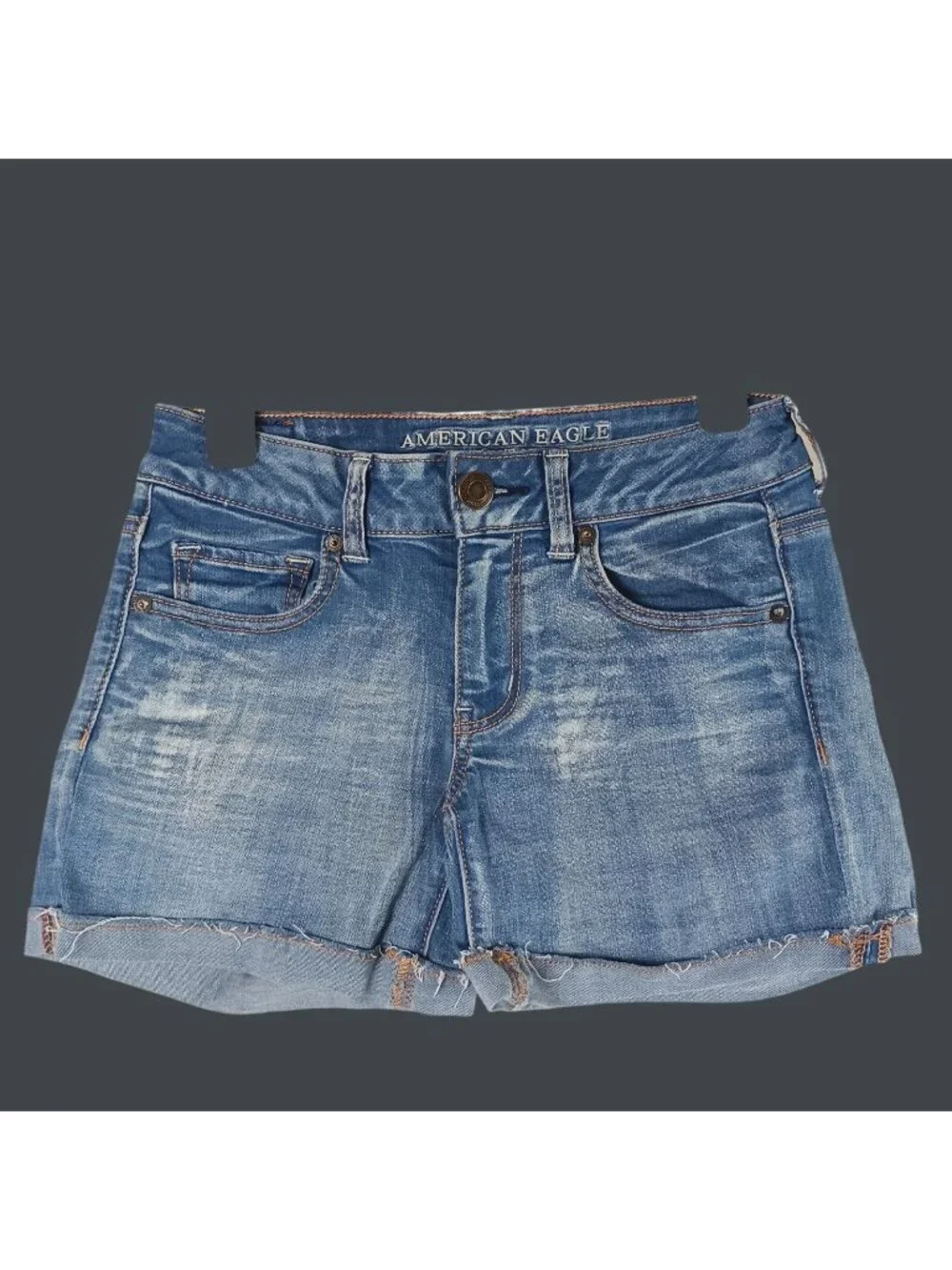 American Eagle MIDI Super Stretch Denim Shorts Womens 4 Blue 27x4 Summer Beach